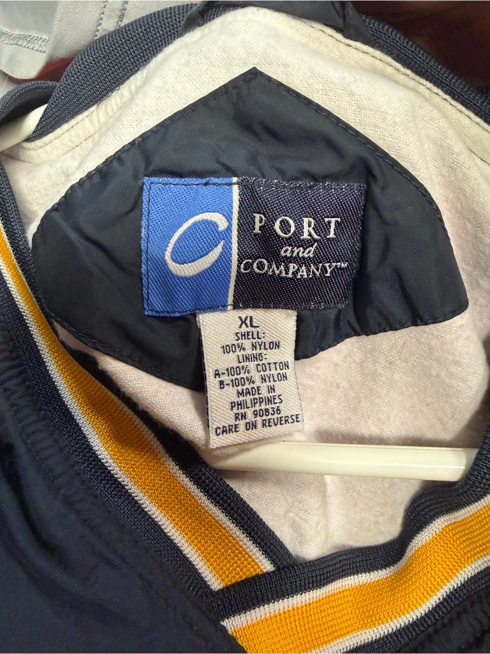 Port and Company Navy Windbreaker with Yellow & White Trim - Picture 3 of 4